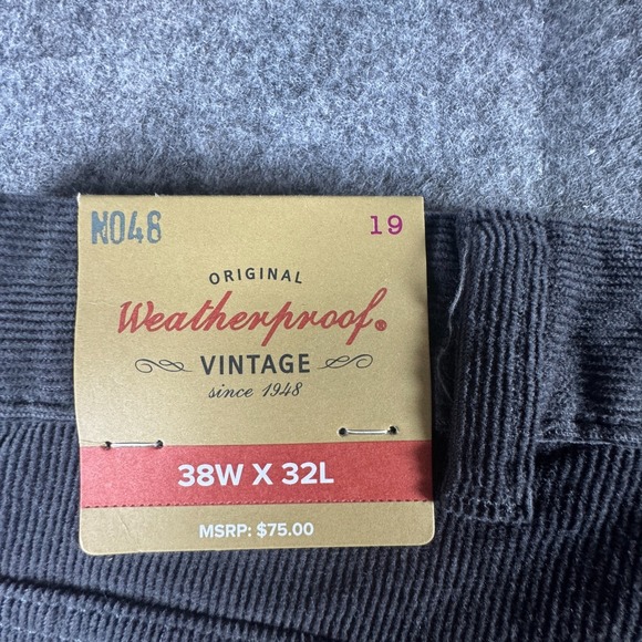 Weatherproof Vintage Mens Iron Gray 38x32 Corduroy 5 Pocket Straight Fit Pants - Picture 15 of 16